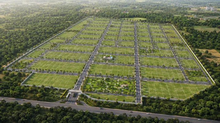 Address Maker Apollo aerial view of the 50-acre gated plotted development at Nelamangala