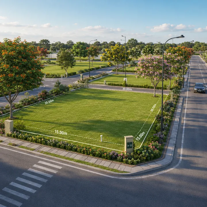 Address Maker Apollo premium corner plot with dimensions on a landscaped internal avenue Address Maker Apollo premium corner plot with dimensions on a landscaped internal avenue